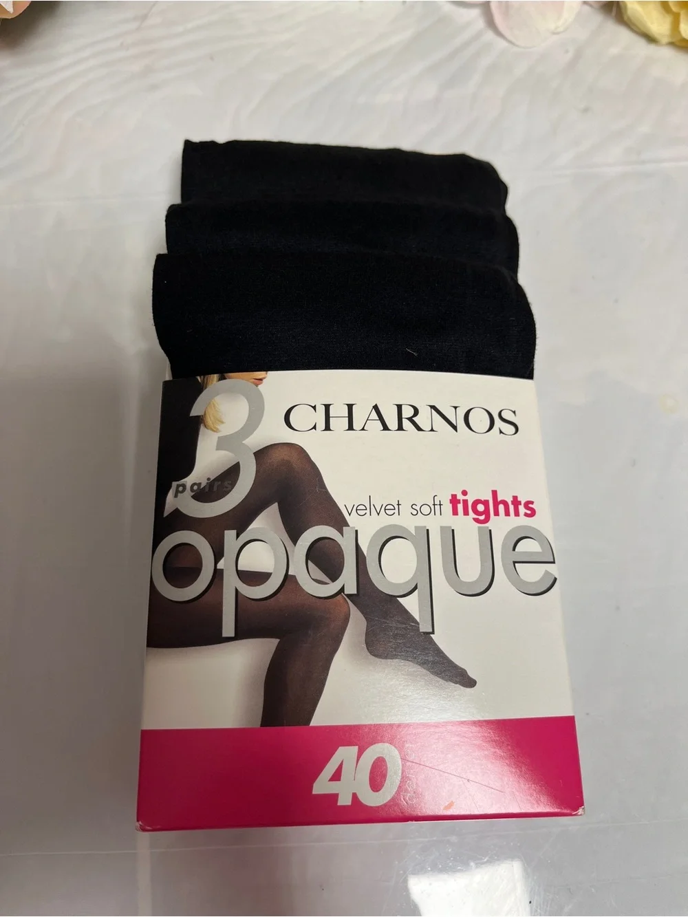 Charnos Velvet Soft Opaque Tights 3 Pair Black M/L 40 Denier NWT